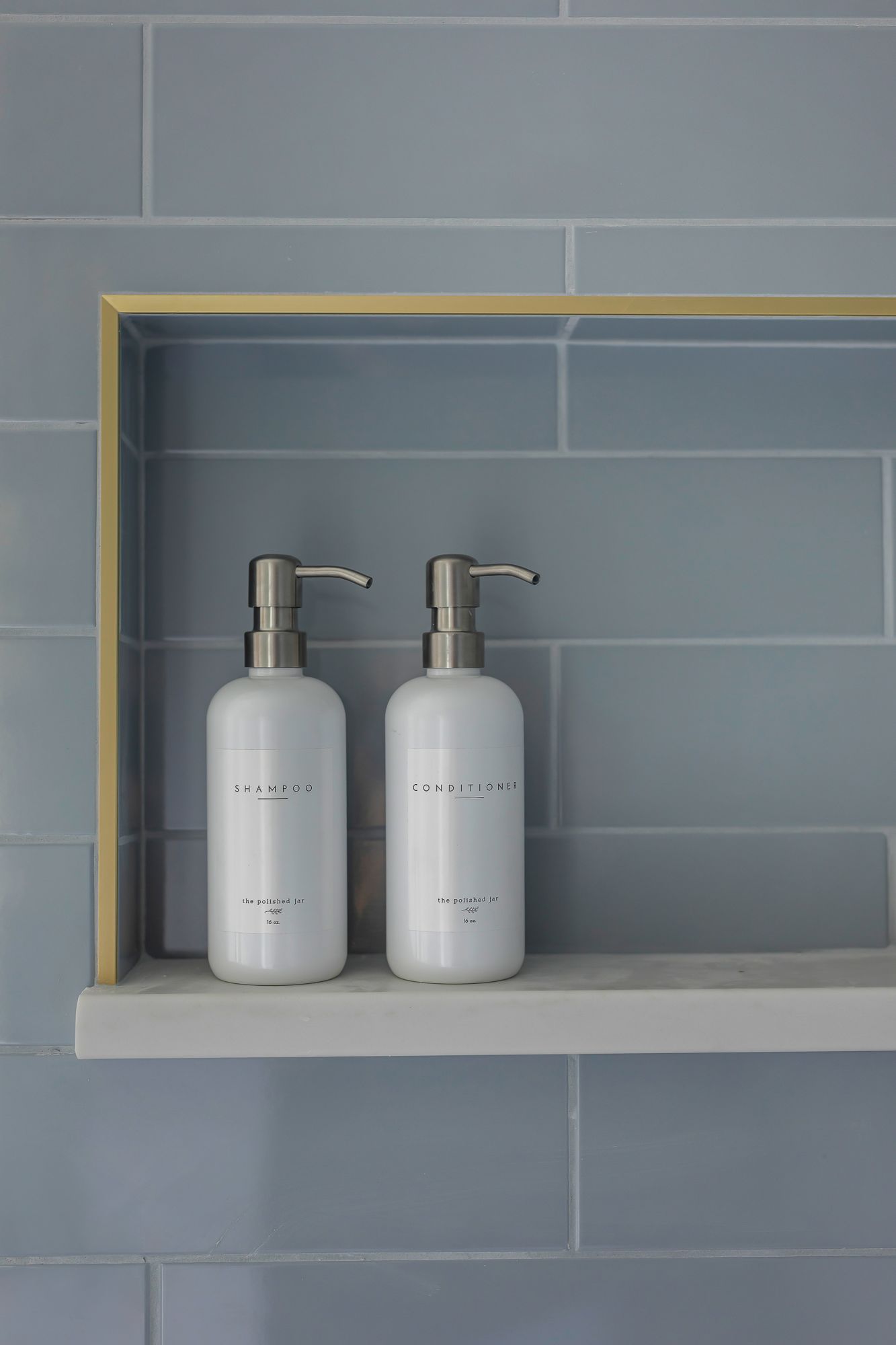 Handmade tile shower niche